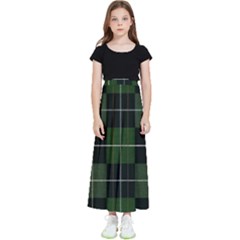 Modern Green Plaid Kids  Flared Maxi Skirt by ConteMonfrey