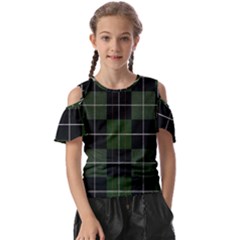 Modern Green Plaid Kids  Butterfly Cutout Tee by ConteMonfrey