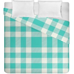 Turquoise Small Plaids  Duvet Cover Double Side (king Size) by ConteMonfrey