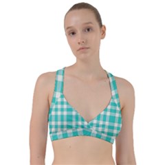 Turquoise Small Plaids  Sweetheart Sports Bra by ConteMonfrey