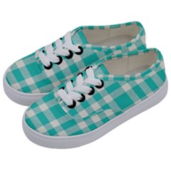 Turquoise Small Plaids  Kids  Classic Low Top Sneakers by ConteMonfrey