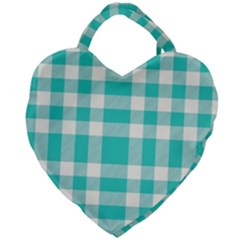 Turquoise Small Plaids  Giant Heart Shaped Tote by ConteMonfrey