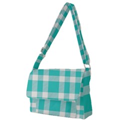 Turquoise Small Plaids  Full Print Messenger Bag (s) by ConteMonfrey