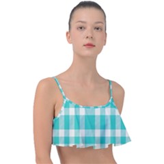 Turquoise Small Plaids  Frill Bikini Top by ConteMonfrey