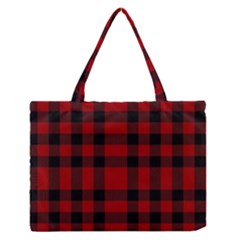 Red And Black Plaids Zipper Medium Tote Bag by ConteMonfrey