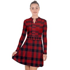 Red And Black Plaids Long Sleeve Panel Dress by ConteMonfrey