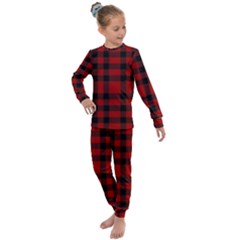Red And Black Plaids Kids  Long Sleeve Set  by ConteMonfrey