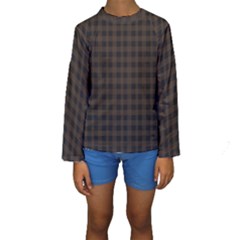 Brown And Black Small Plaids Kids  Long Sleeve Swimwear by ConteMonfrey