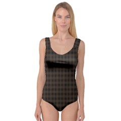 Brown and black small plaids Princess Tank Leotard 