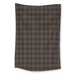 Brown and black small plaids Large Tapestry