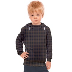Brown and black small plaids Kids  Hooded Pullover