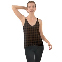 Brown And Black Small Plaids Chiffon Cami by ConteMonfrey