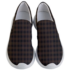 Brown and black small plaids Women s Lightweight Slip Ons