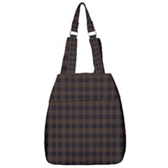Brown And Black Small Plaids Center Zip Backpack by ConteMonfrey