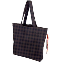 Brown And Black Small Plaids Drawstring Tote Bag by ConteMonfrey