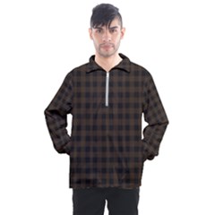 Brown and black small plaids Men s Half Zip Pullover