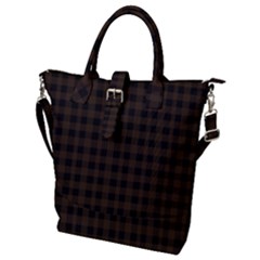 Brown and black small plaids Buckle Top Tote Bag