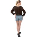 Brown and black small plaids Banded Bottom Chiffon Top View2