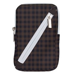 Brown and black small plaids Belt Pouch Bag (Large)