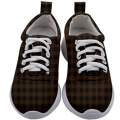 Brown and black small plaids Kids Athletic Shoes