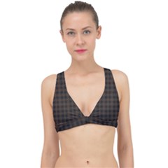 Brown and black small plaids Classic Banded Bikini Top