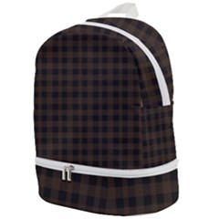 Brown And Black Small Plaids Zip Bottom Backpack by ConteMonfrey