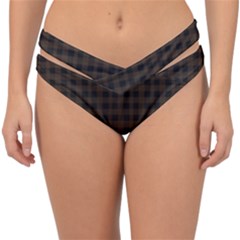 Brown and black small plaids Double Strap Halter Bikini Bottom