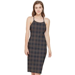 Brown and black small plaids Bodycon Cross Back Summer Dress
