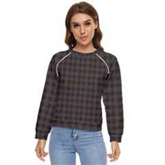 Brown and black small plaids Women s Long Sleeve Raglan Tee