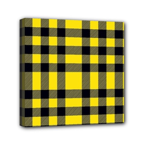 Yellow Plaids Straight Mini Canvas 6  X 6  (stretched) by ConteMonfrey