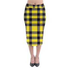 Yellow Plaids Straight Midi Pencil Skirt