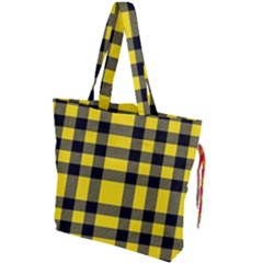 Yellow Plaids Straight Drawstring Tote Bag by ConteMonfrey