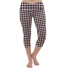 Purple Black Small Plaids Capri Yoga Leggings by ConteMonfrey