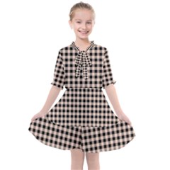 Purple Black Small Plaids Kids  All Frills Chiffon Dress by ConteMonfrey