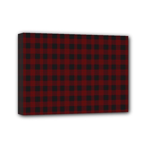 Black Red Small Plaids Mini Canvas 7  X 5  (stretched) by ConteMonfrey