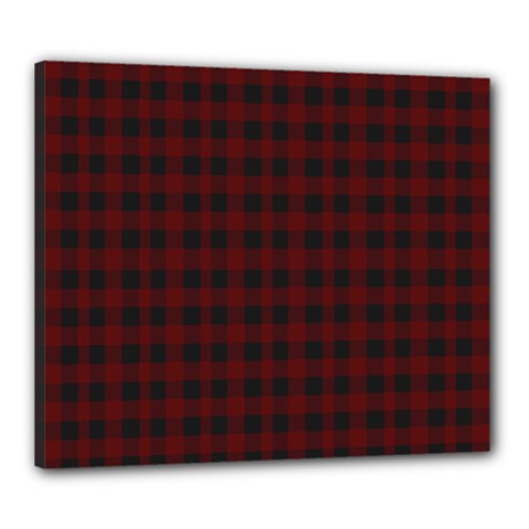 Black Red Small Plaids Canvas 24  X 20  (stretched) by ConteMonfrey