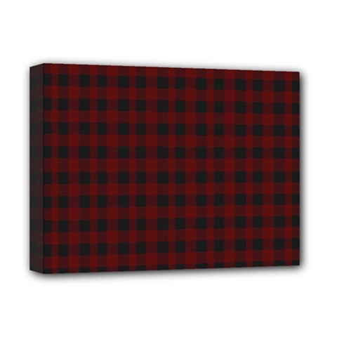 Black red small plaids Deluxe Canvas 16  x 12  (Stretched) 