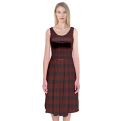 Black Red Small Plaids Midi Sleeveless Dress by ConteMonfrey