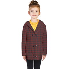 Black Red Small Plaids Kids  Double Breasted Button Coat by ConteMonfrey