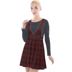 Black Red Small Plaids Plunge Pinafore Velour Dress by ConteMonfrey