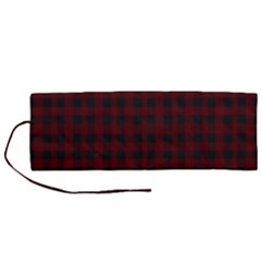 Black red small plaids Roll Up Canvas Pencil Holder (M)