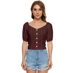 Black red small plaids Button up blouse