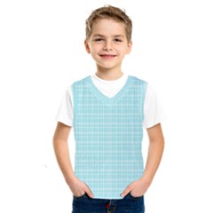 Turquoise Small Plaids Lines Kids  Basketball Tank Top by ConteMonfrey