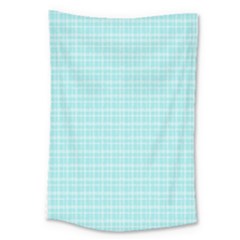 Turquoise Small Plaids Lines Large Tapestry by ConteMonfrey