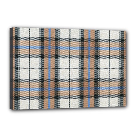 Cute Blue Grey White Plaids Canvas 18  X 12  (stretched) by ConteMonfrey