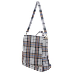 Cute Blue Grey White Plaids Crossbody Backpack by ConteMonfrey