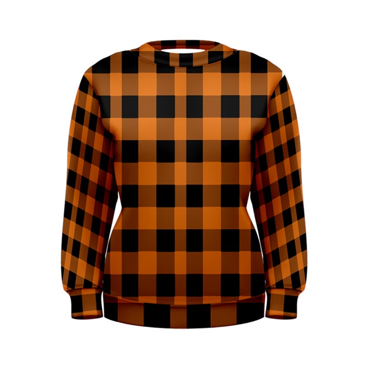 Orange black Halloween inspired plaids Women s Sweatshirt