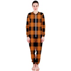 Orange Black Halloween Inspired Plaids Onepiece Jumpsuit (ladies) by ConteMonfrey