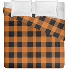 Orange Black Halloween Inspired Plaids Duvet Cover Double Side (king Size) by ConteMonfrey