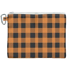 Orange Black Halloween Inspired Plaids Canvas Cosmetic Bag (xxl) by ConteMonfrey